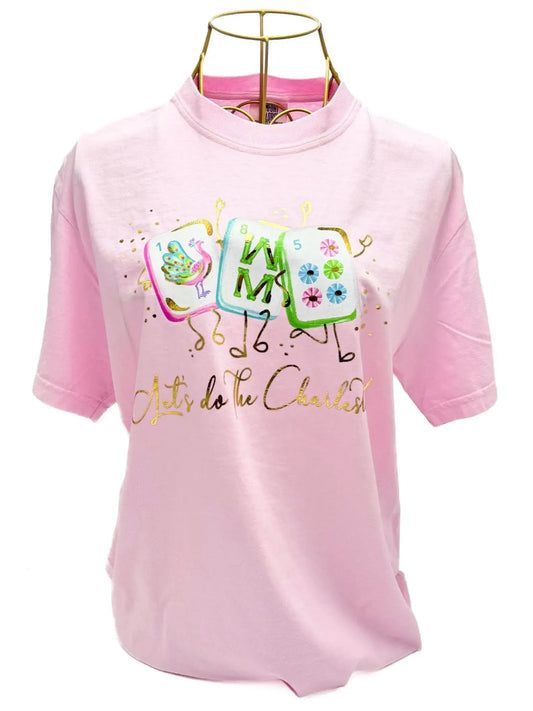 Gold Foil Let's do the Charleston Mahjong Tiles Shirt - Blossom Short Sleeve