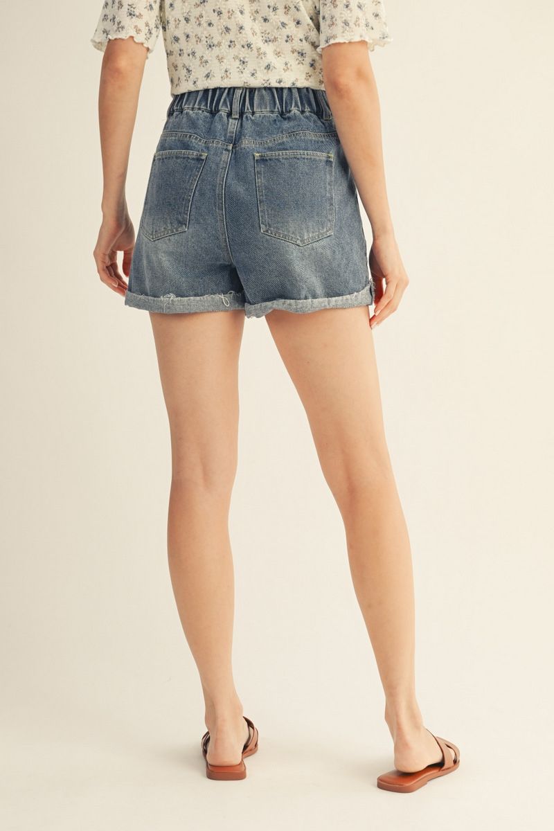High Waist Distressed Denim Shorts