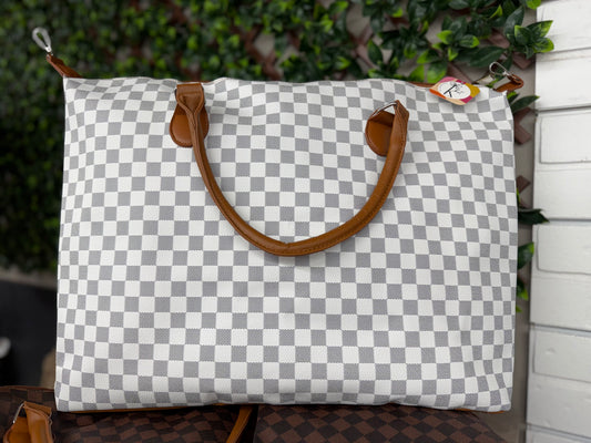 Plaid Weekender Bag White