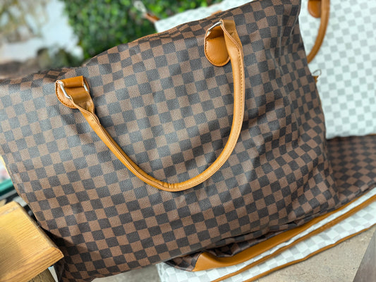 Plaid Weekender Bag Brown