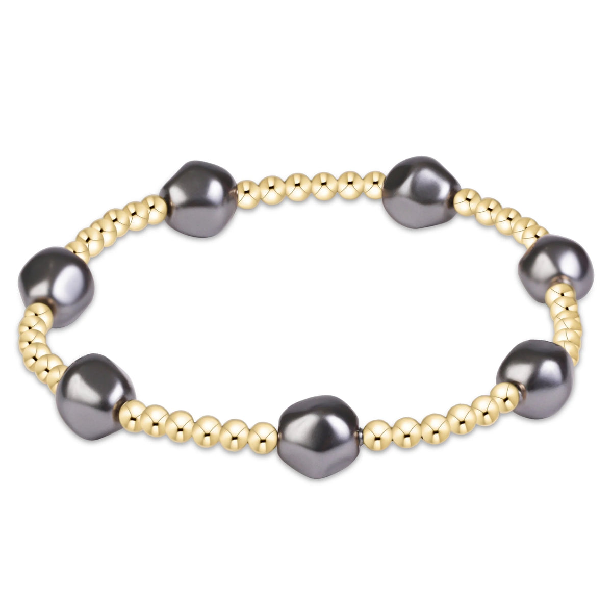 admire pearl dark grey 3mm gold bracelet