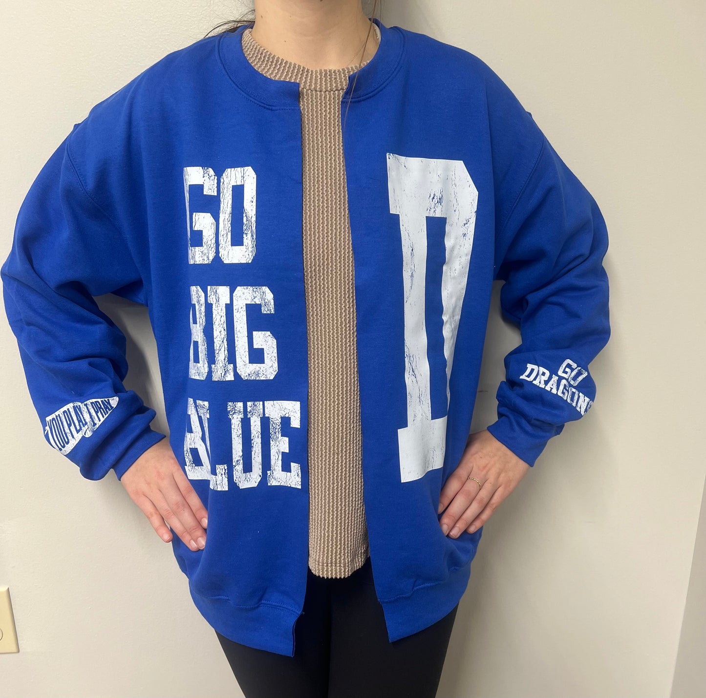 Go Big Blue Open Sweater Cardigan
