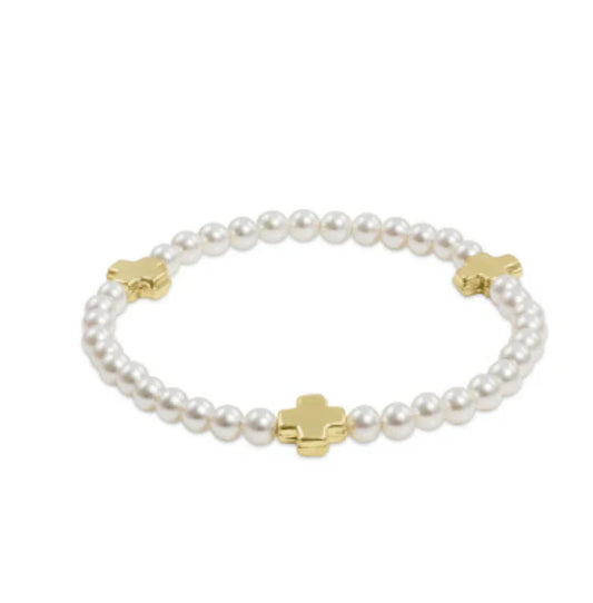 Extends Signature Cross 4mm Pearl Bracelet