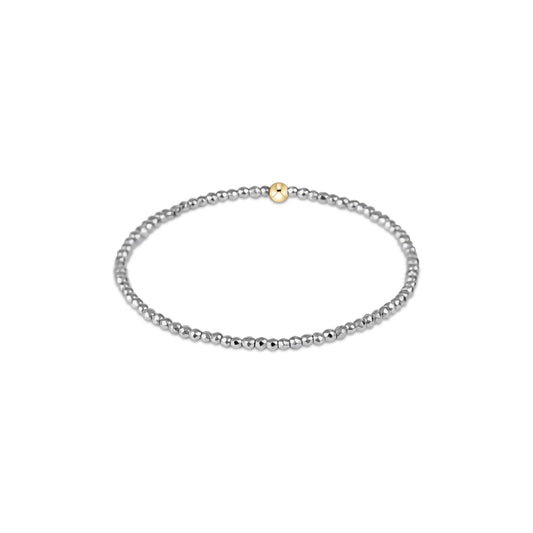 SILVER FACETED HEMATITE 2MM  BEAD BRACELET