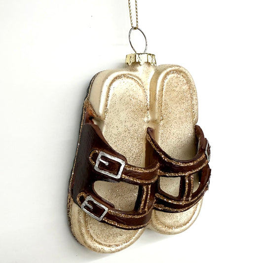 3.86"H  Glass Sandal Christmas Ornament