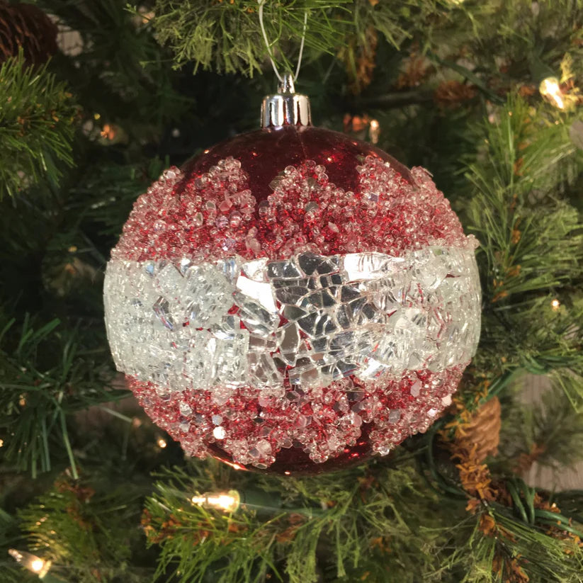 4" Red Mercury Ball with Snow