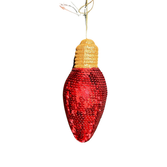 Snazzy Sequin Light Bulb Ornament 7" Red