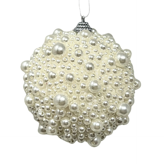 Faux Pearl Ball Ornament 4"