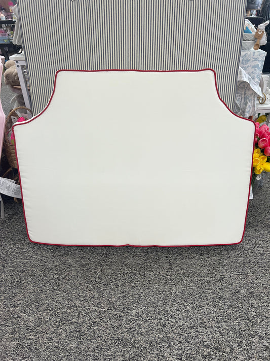 Pillow Headboard White With Cherry Piping Scalloped