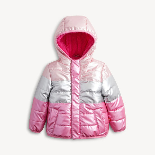 Midweight Magnetic Puffer Pink Colorblock