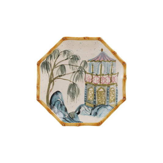 Palm Hand-Painted Stoneware Plate