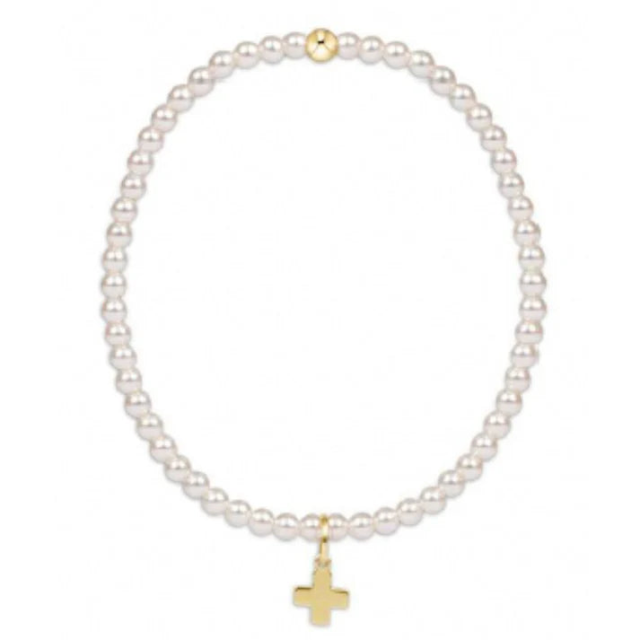 Classic Pearl 3mm Bead Bracelet - Signature Cross