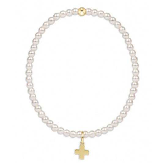 Classic Pearl 3mm Bead Bracelet - Signature Cross