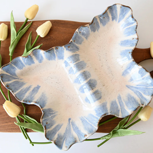 Butterfly Divided Bowl in Blue Willow