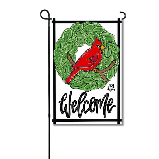 Cardinal Wreath Garden Glam Flag