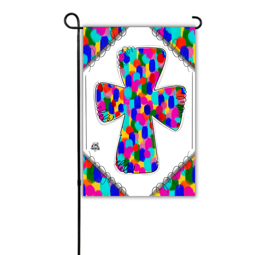 Stained Glass Cross Garden Glam Flag