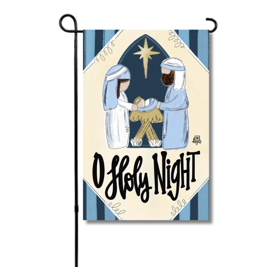 Blue and White Nativity Garden Flag