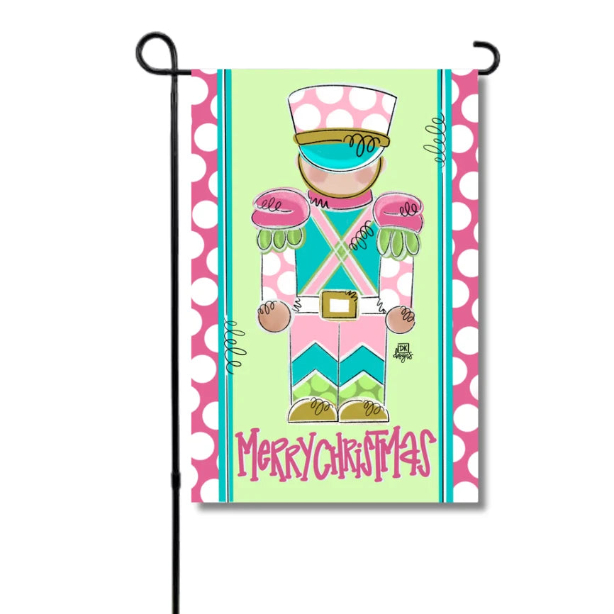 Pink and Teal Soldier Garden Flag