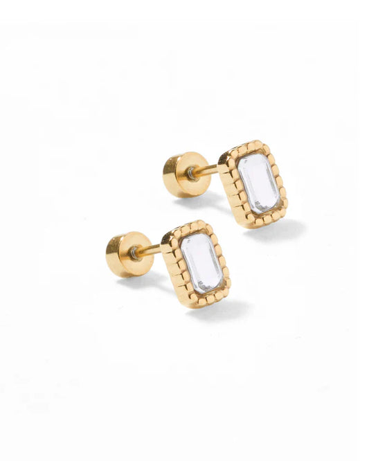 Screwback Stud Earrings in Madison Gold Clear