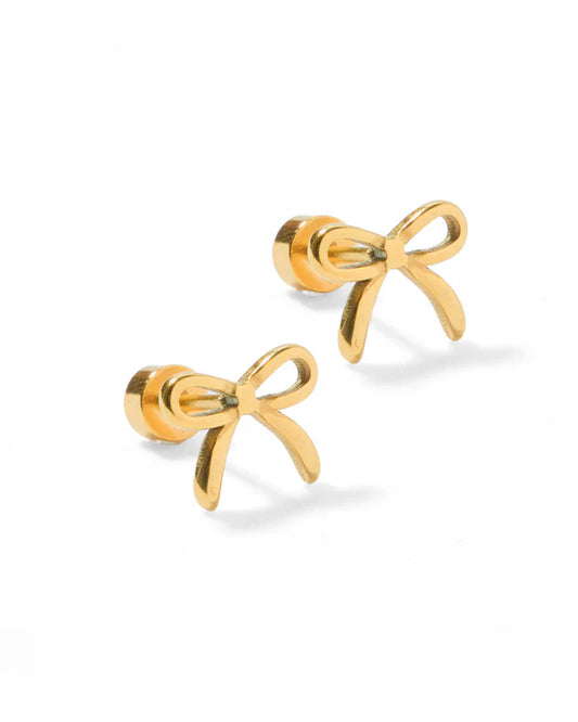 Screwback Stud Earrings in Sadie Bow Gold
