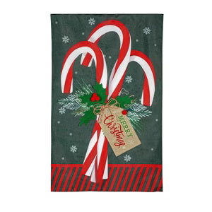 Candy Cane Burlap Garden Flag
