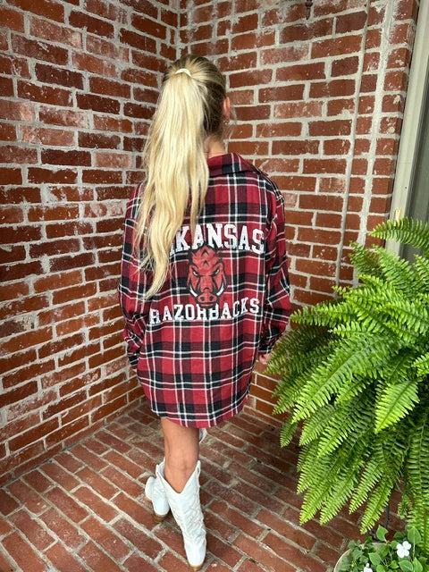 U of A Meyer Varsity Plaid Top