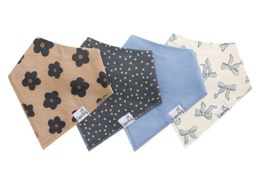 Gemma in Tan Bandana Bib Set (4-Pack)