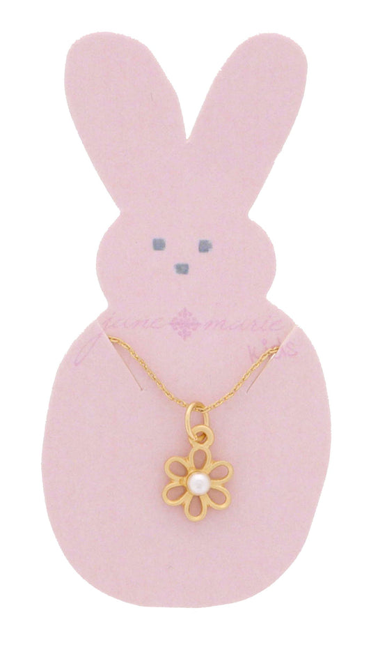 Kids Gold Flower With Pearl Necklace