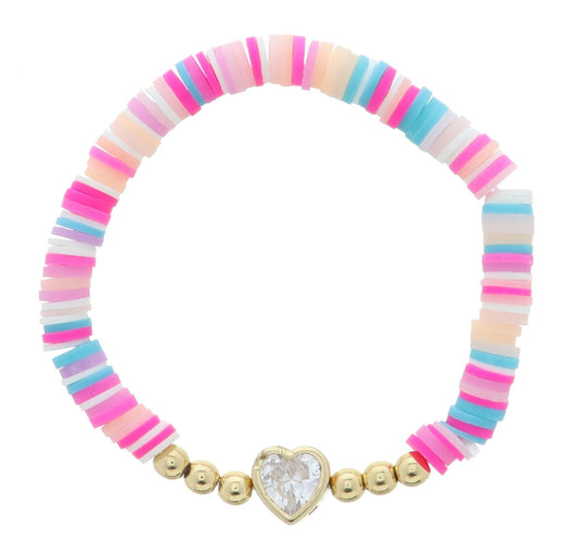 Kids Heart Bracelet Turquoise & Pink