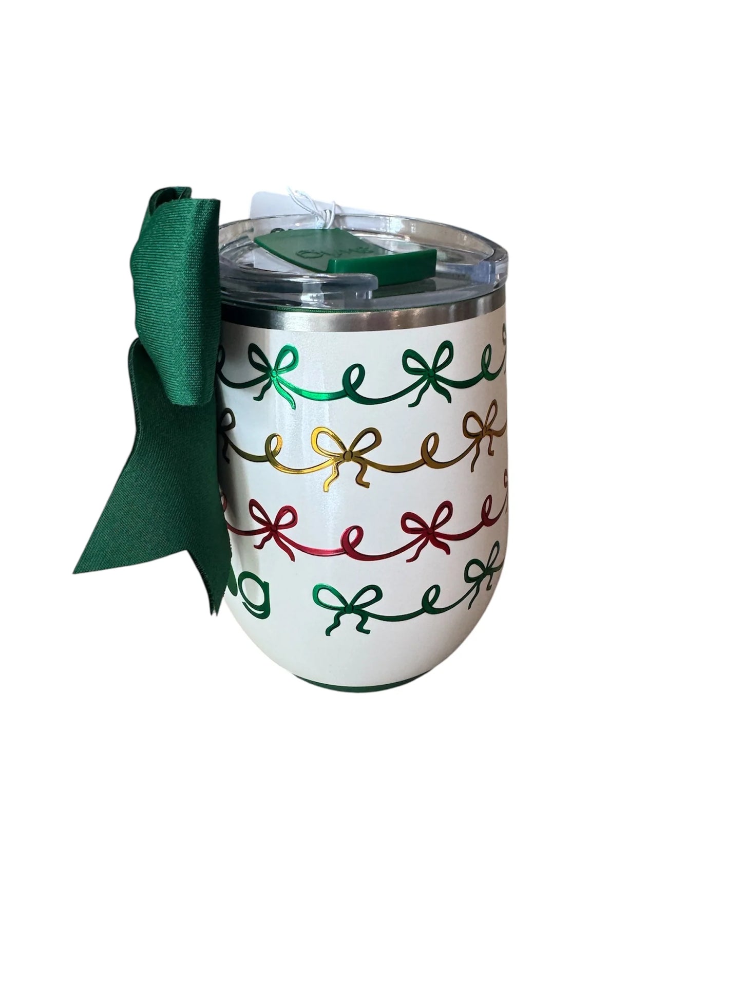 Christmas Bows Stemless Wine Cup 12oz