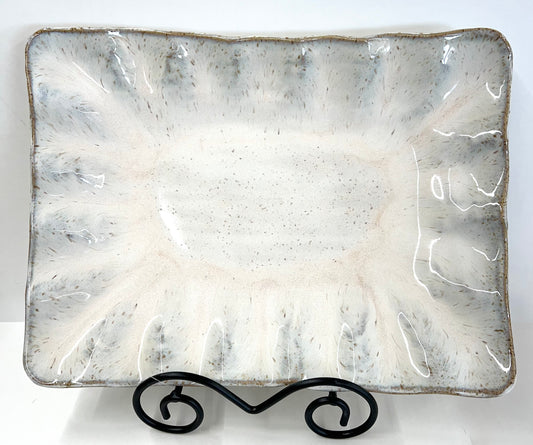 Fluttered Rectangle Tray in Chantilly Cream