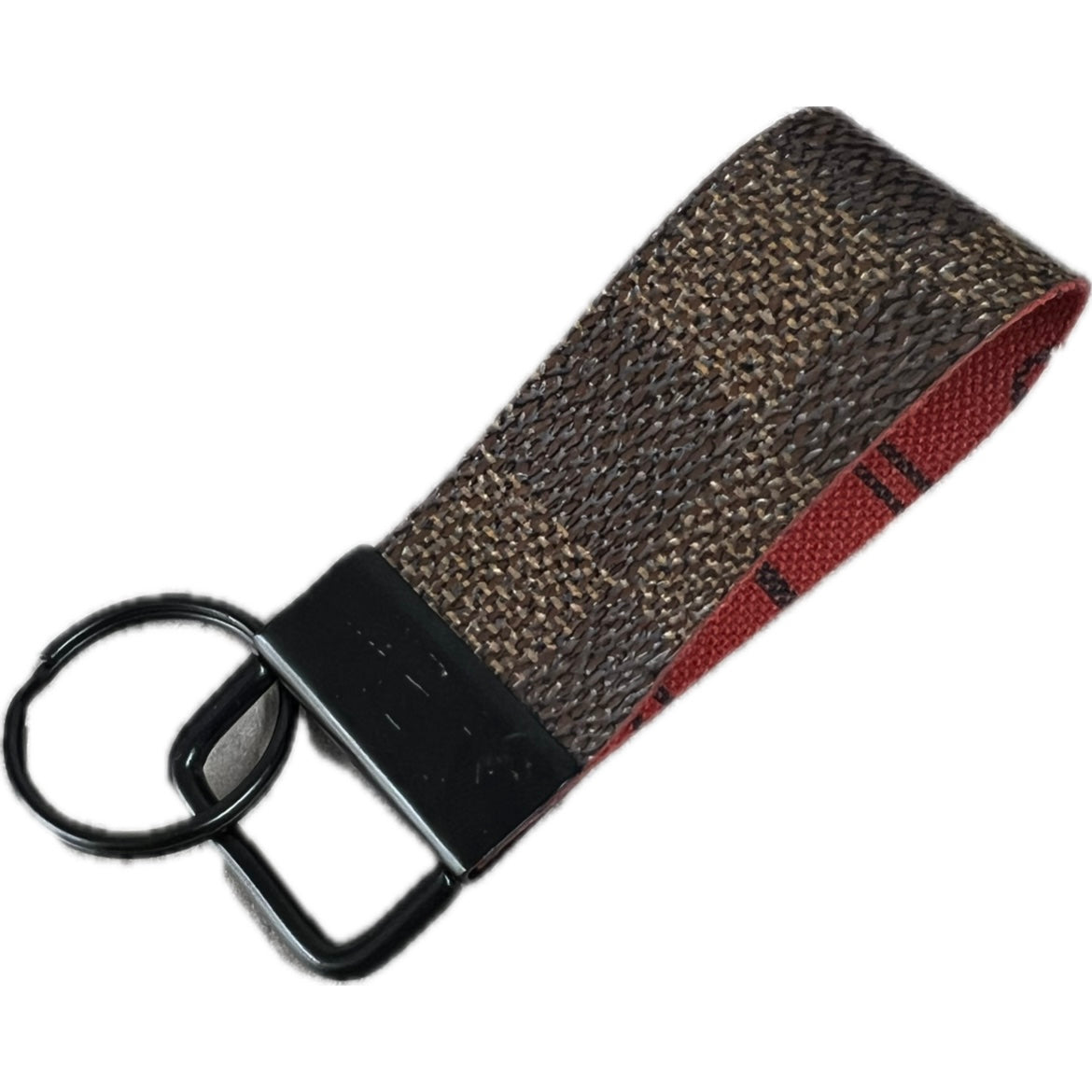 Upcycled Louis Vuitton Damier Keychain with Red Interior