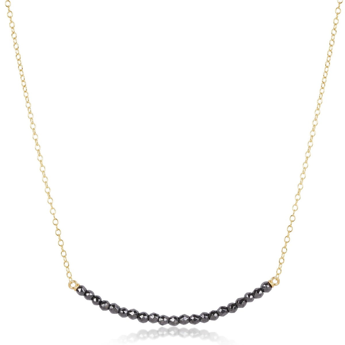 16" necklace gold - beaded bliss faceted hematite