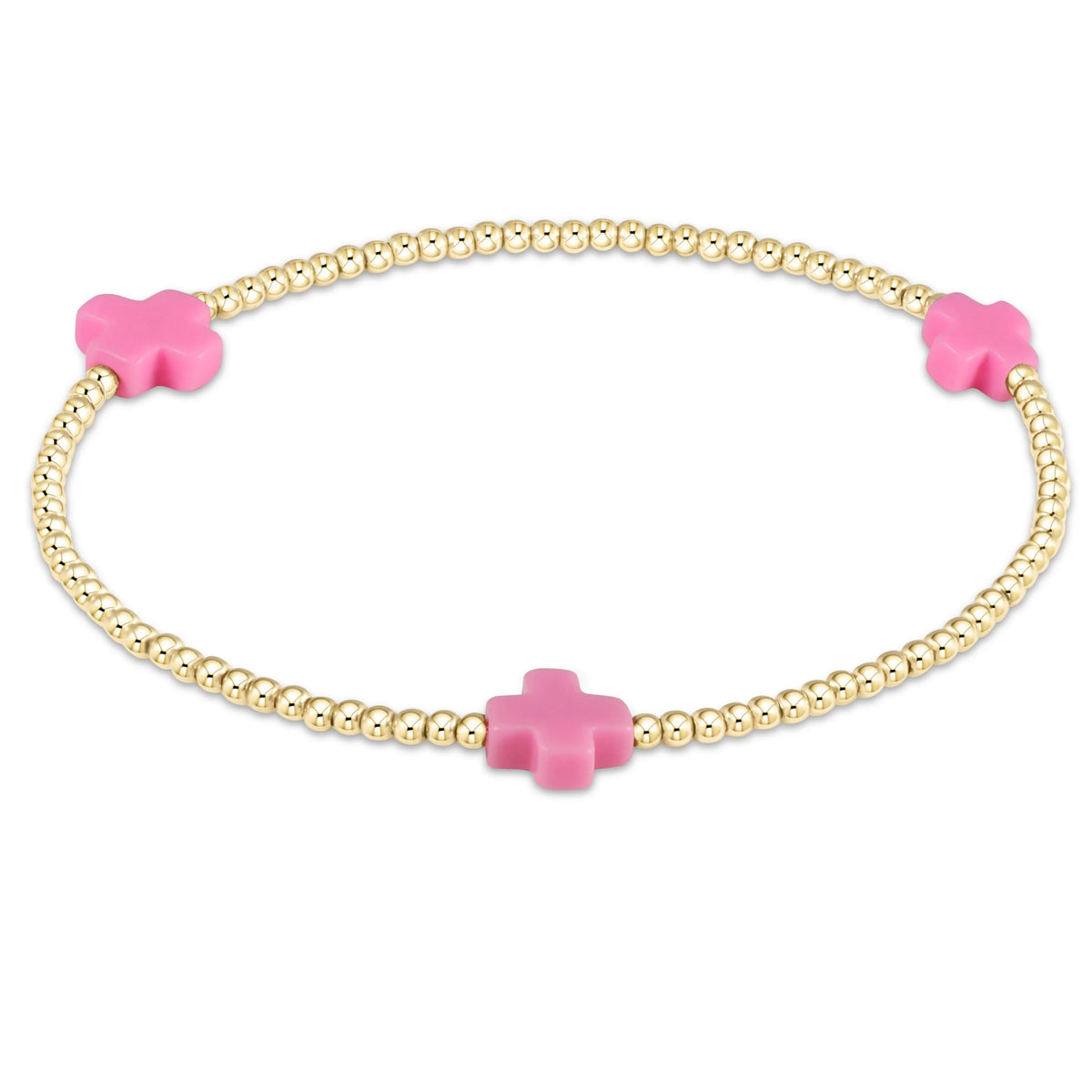 signature cross 2mm gold bracelet Bright Pink