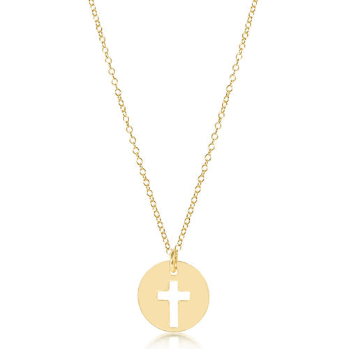 16" Necklace Gold Blessed Disc Gold