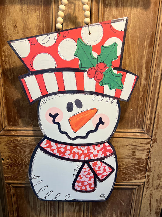 Red Snowman Door Hanger