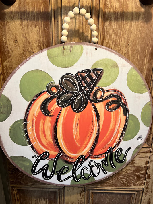 Pumpkin Green Dot Door Hanger