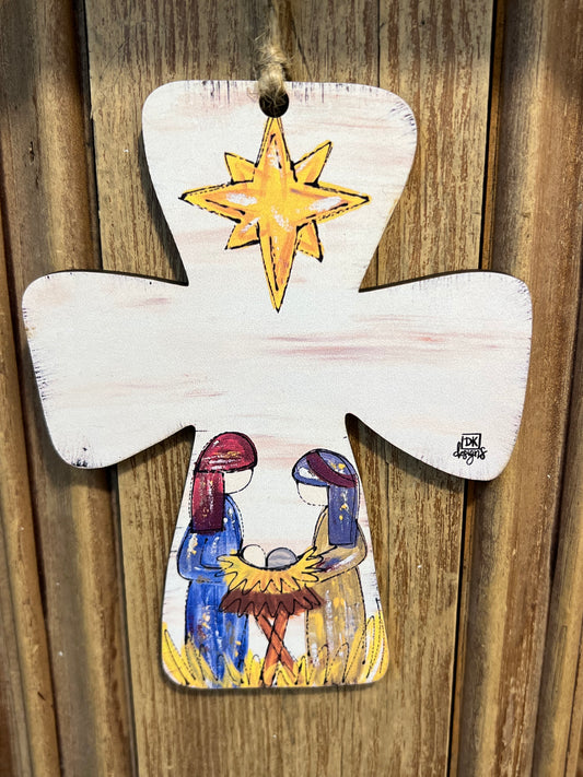 Nativity Cross Ornament