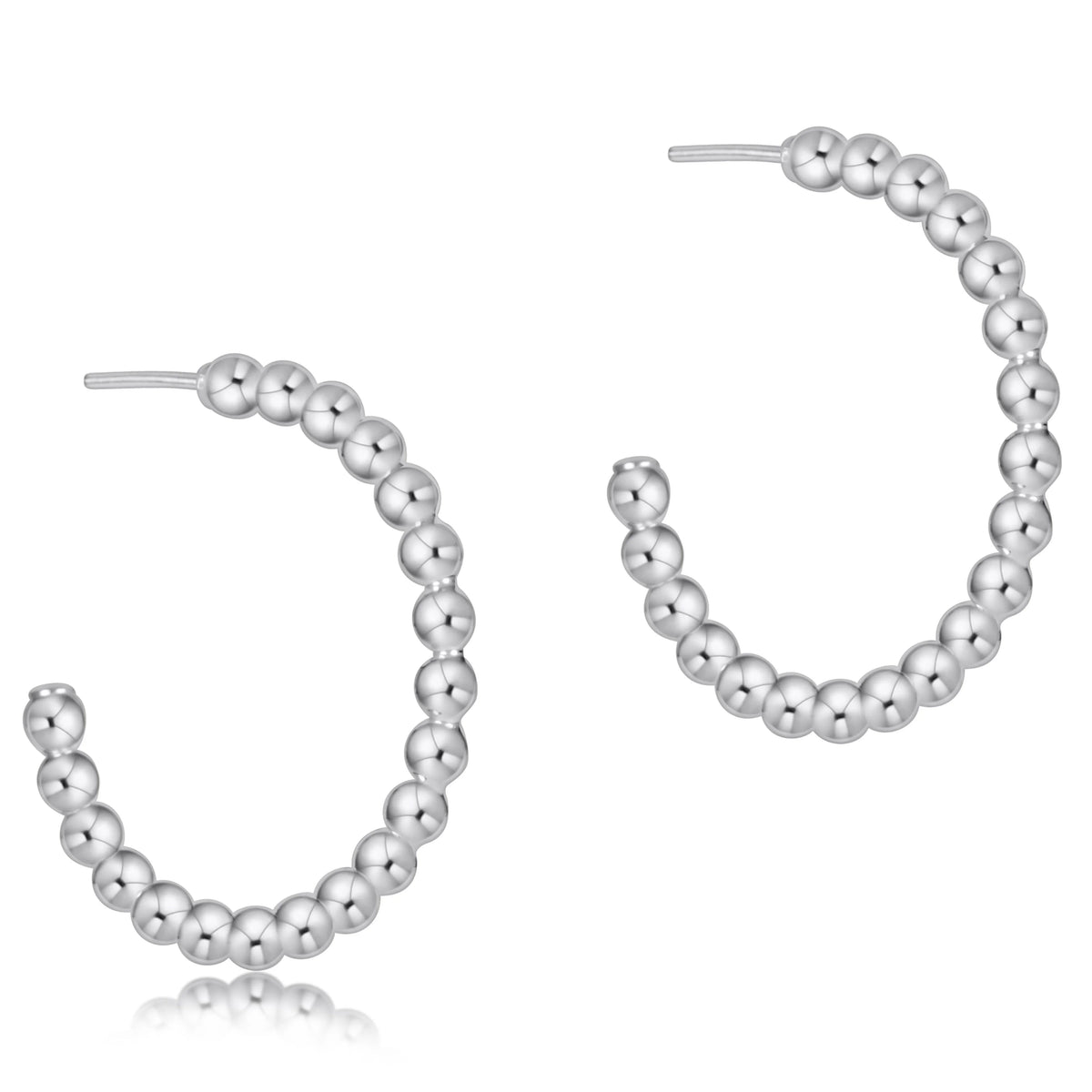 beaded classic 1.25" post hoop - 4mm sterling
