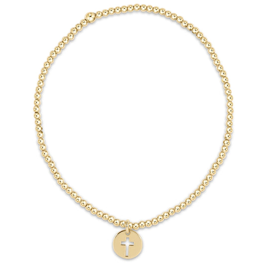 CLASSIC GOLD 2MM BEAD  BRACELET - BLESSED SMALL GOLD  DISC