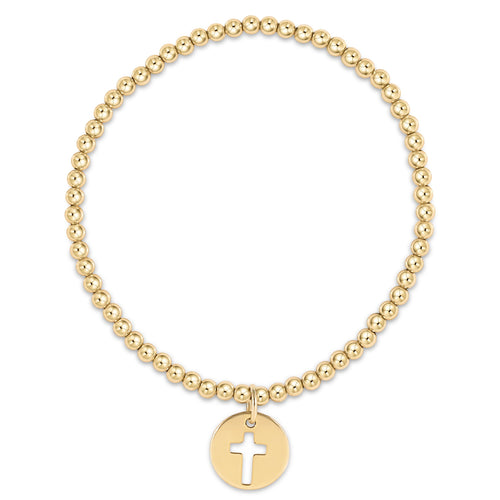Classic Gold 3mm Bead Bracelet Blessed Gold Disc Extends