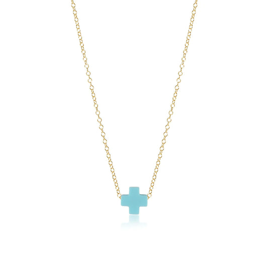 Signature Cross Necklace Turquoise Glod