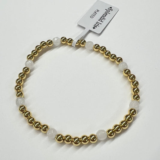 Natural Stone & Gold Bead Bracelet