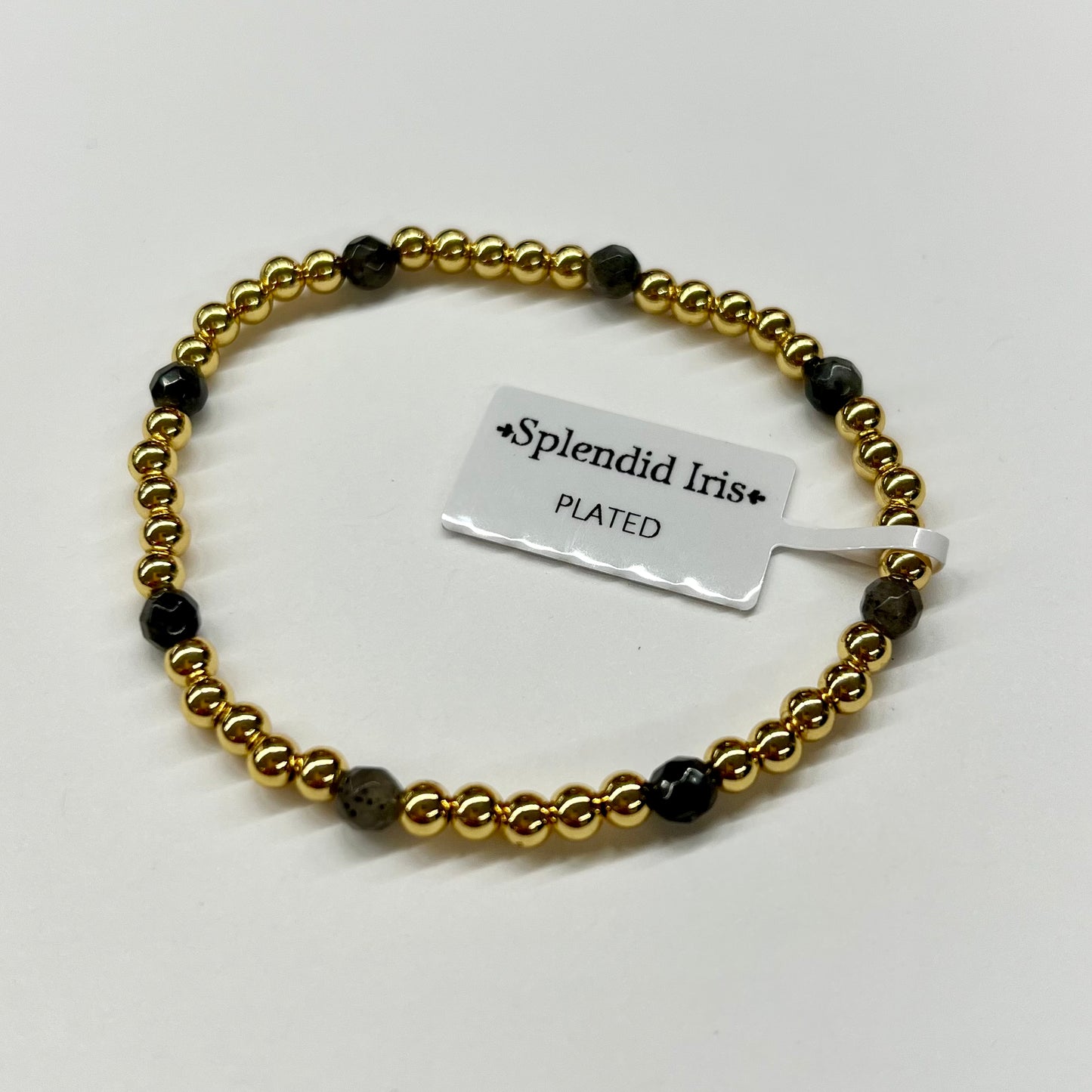 Natural Stone & Gold Bead Bracelet