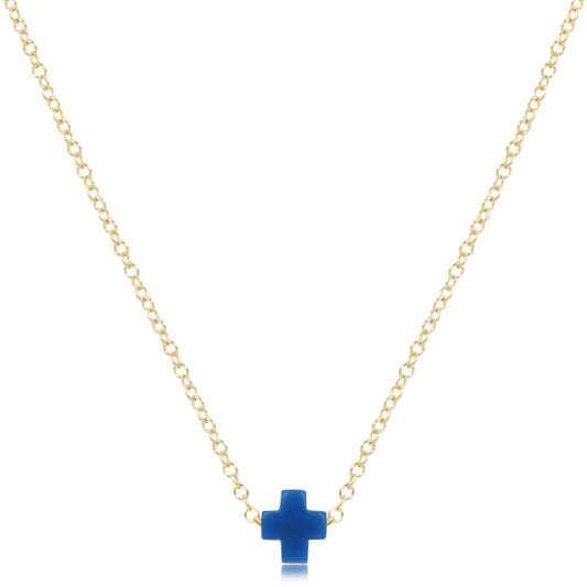 16" NECKLACE GOLD - SIGNATURE  CROSS SMALL COBALT
