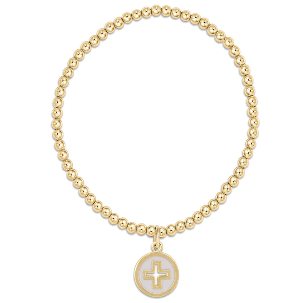 Classic Gold 3mm Bead Bracelet Signature Cross Gold Disc