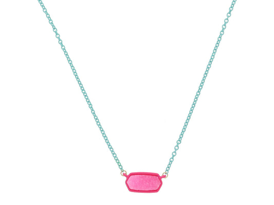 Kids Druzy Hexagon Bar Necklace