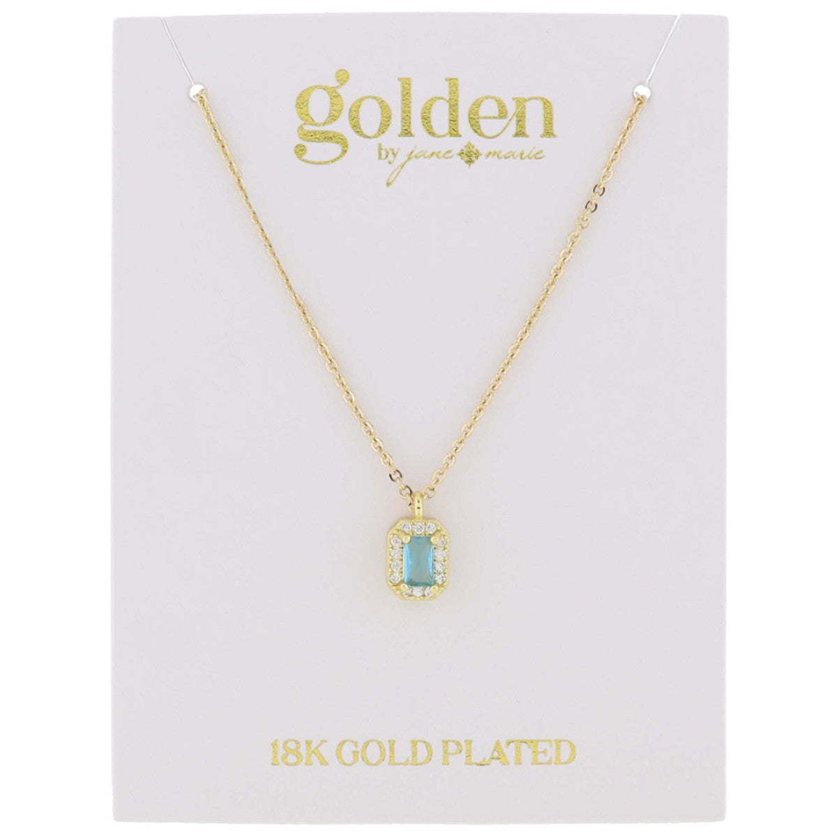 18K Gold Baguette with Mini Crystal Outline - Birthstones