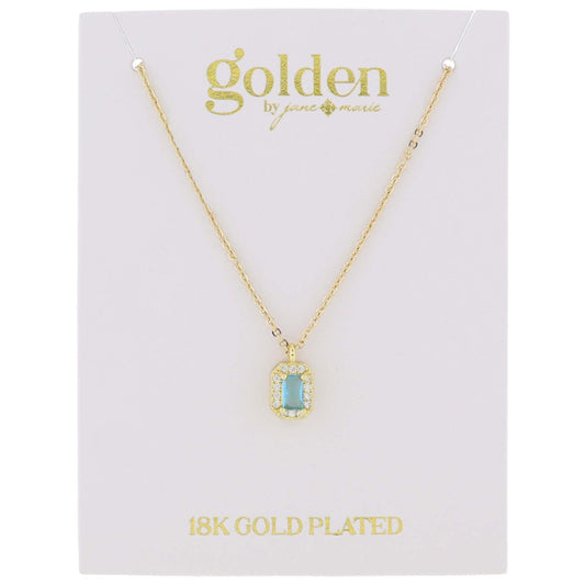 18K Gold Baguette with Mini Crystal Outline - Birthstones