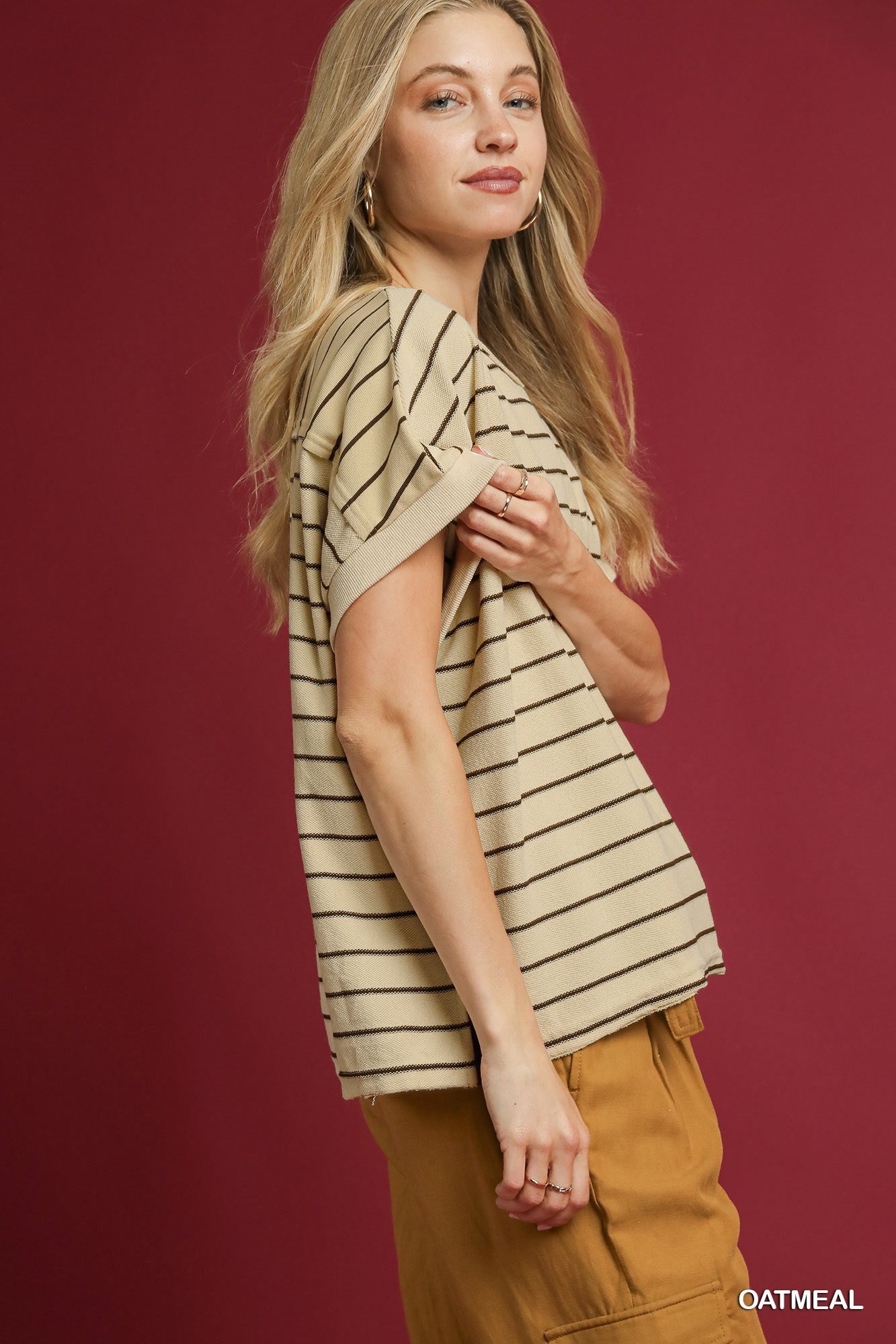 French Terry Oversized Round Neck Top in Oatmeal